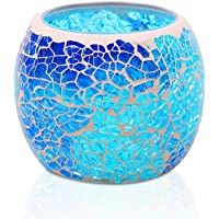 Portavelas de cristal de mosaico de Larcenciel- soporte para velas de té- jarrón- soporte para bolígrafo- romántico…